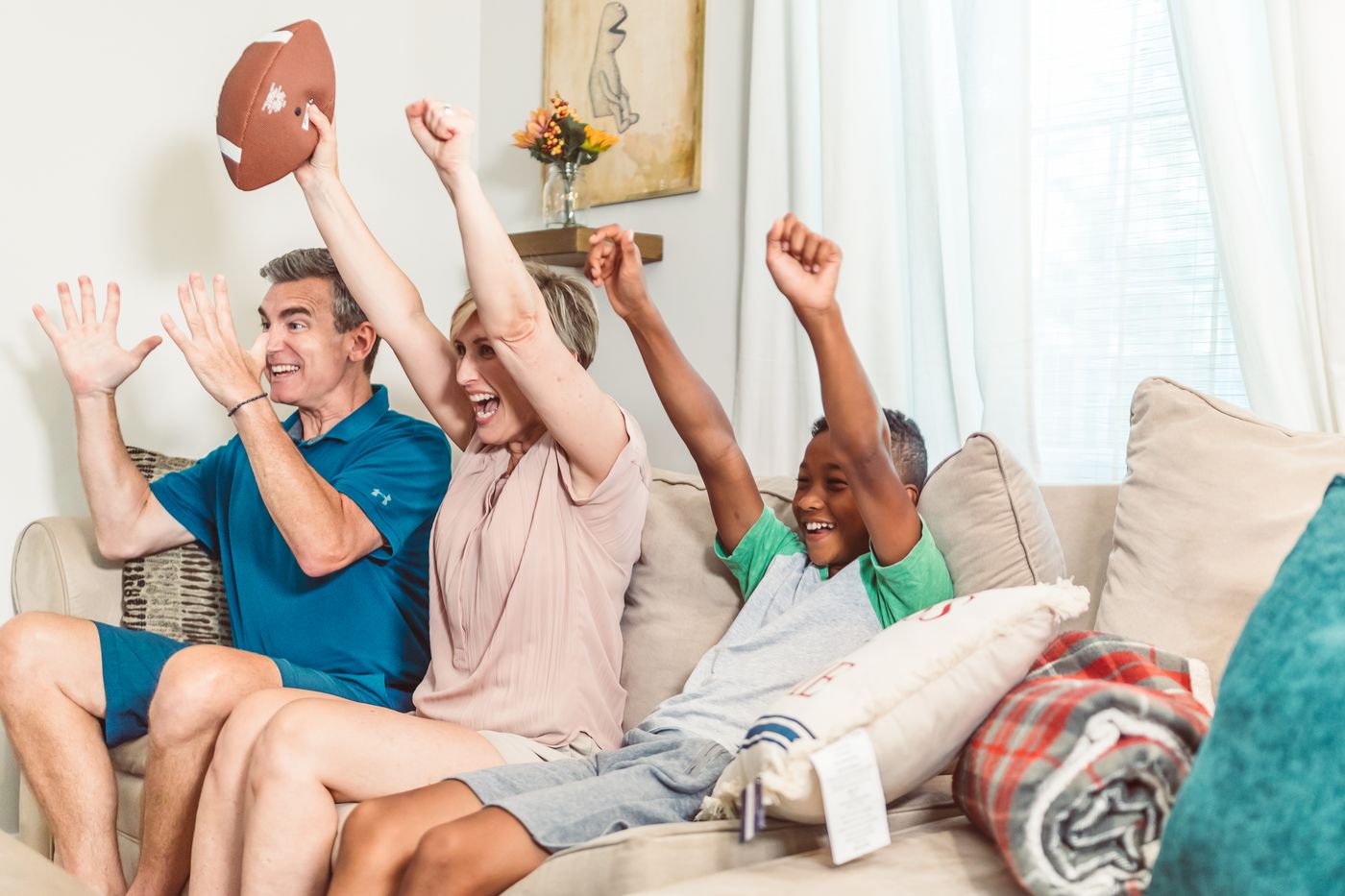 A happy family celebrating together at home